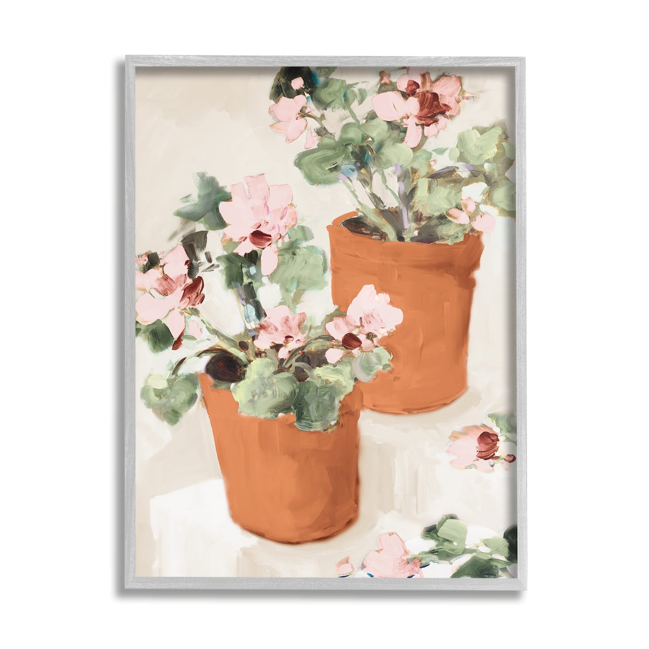 Stupell Industries Abstract Potted Flowers Soft Neutral Stair Still Life Framed Wall Art